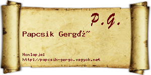 Papcsik Gergő névjegykártya